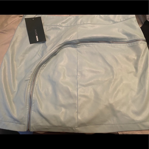 Leather Sky Blue Mini Skirt - Picture 2 of 2